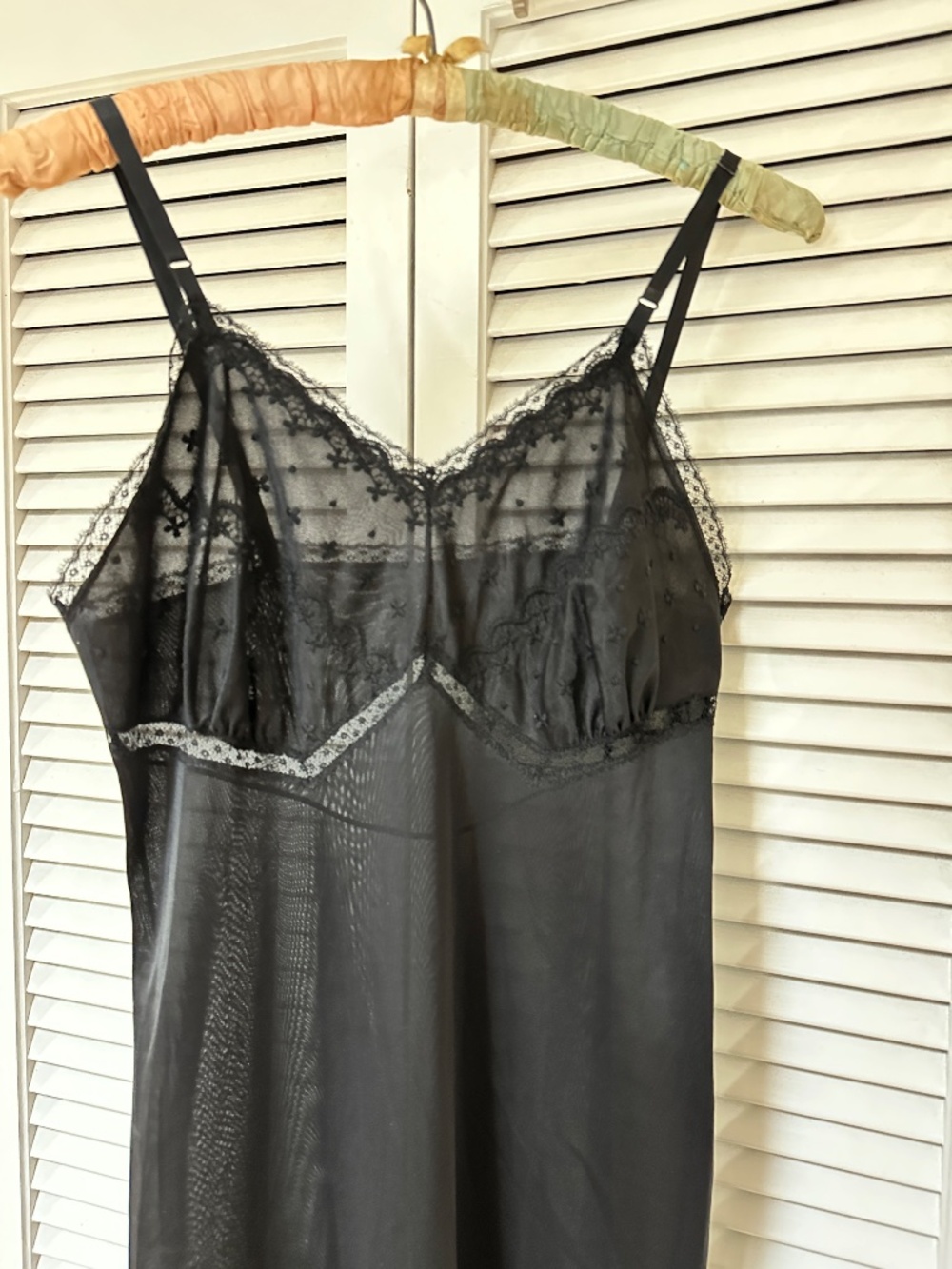 Vintage Full Slip Black Nylon Lace Nightie Small - Picture 2 of 16